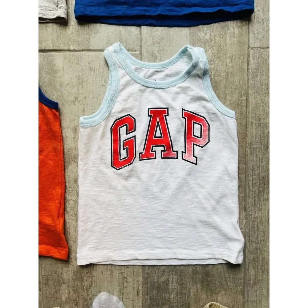 Gap Kids Boy Toddler Graphic Print Tank Top Shirt Set Lot of 4 Sleeveless XS 4-5